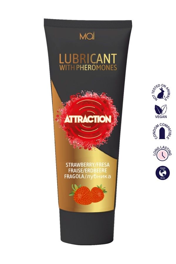 Lubrifiant fraise aux phéromones - Attraction Attraction cosmetics - 1