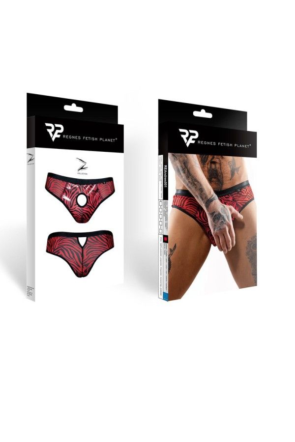 Slip type brésilien ouvert zébré rouge et noir - Regnes Regnes - 4