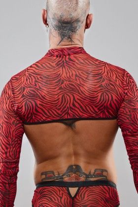 Crop top tulle zébré rouge et noir - Regnes Regnes - 2